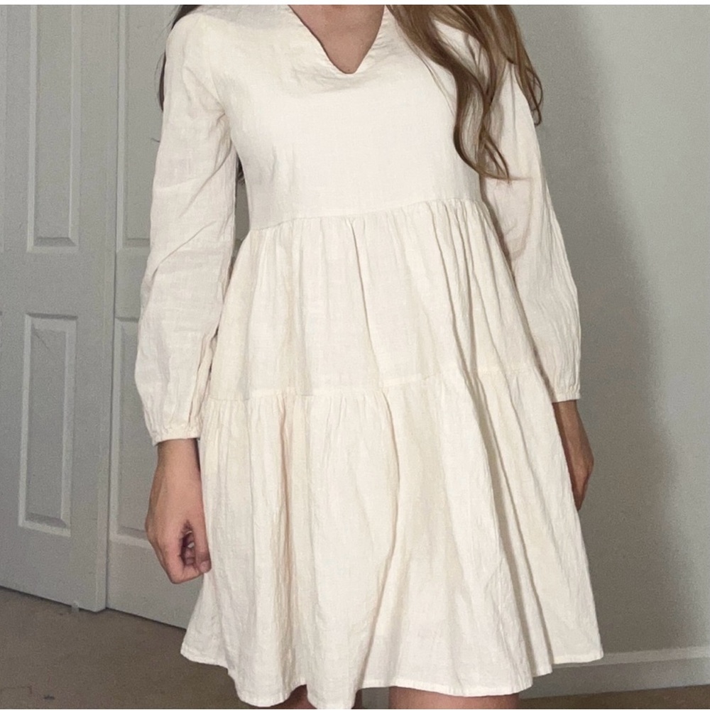 Cream Long Sleeve Dress